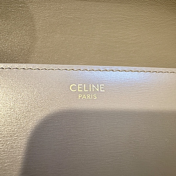 Authentic Celine Teen Triomphe in Shiny Genuine Calfskin Pebble Gray - Picture 9 of 11